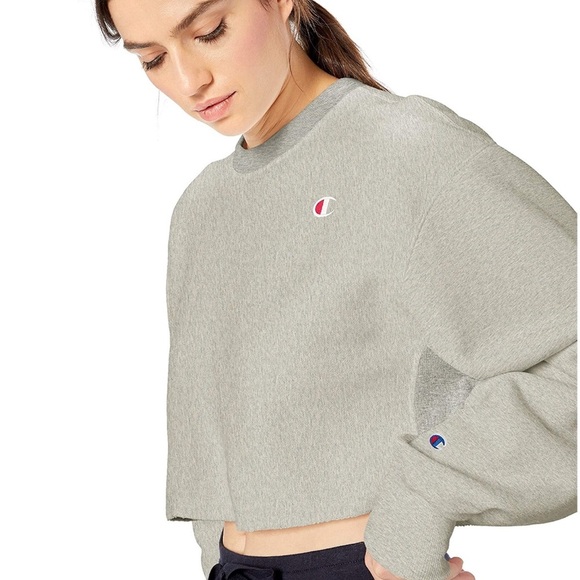 Champion Reverse Weave Cropped Pullover Gray - Picture 2 of 10